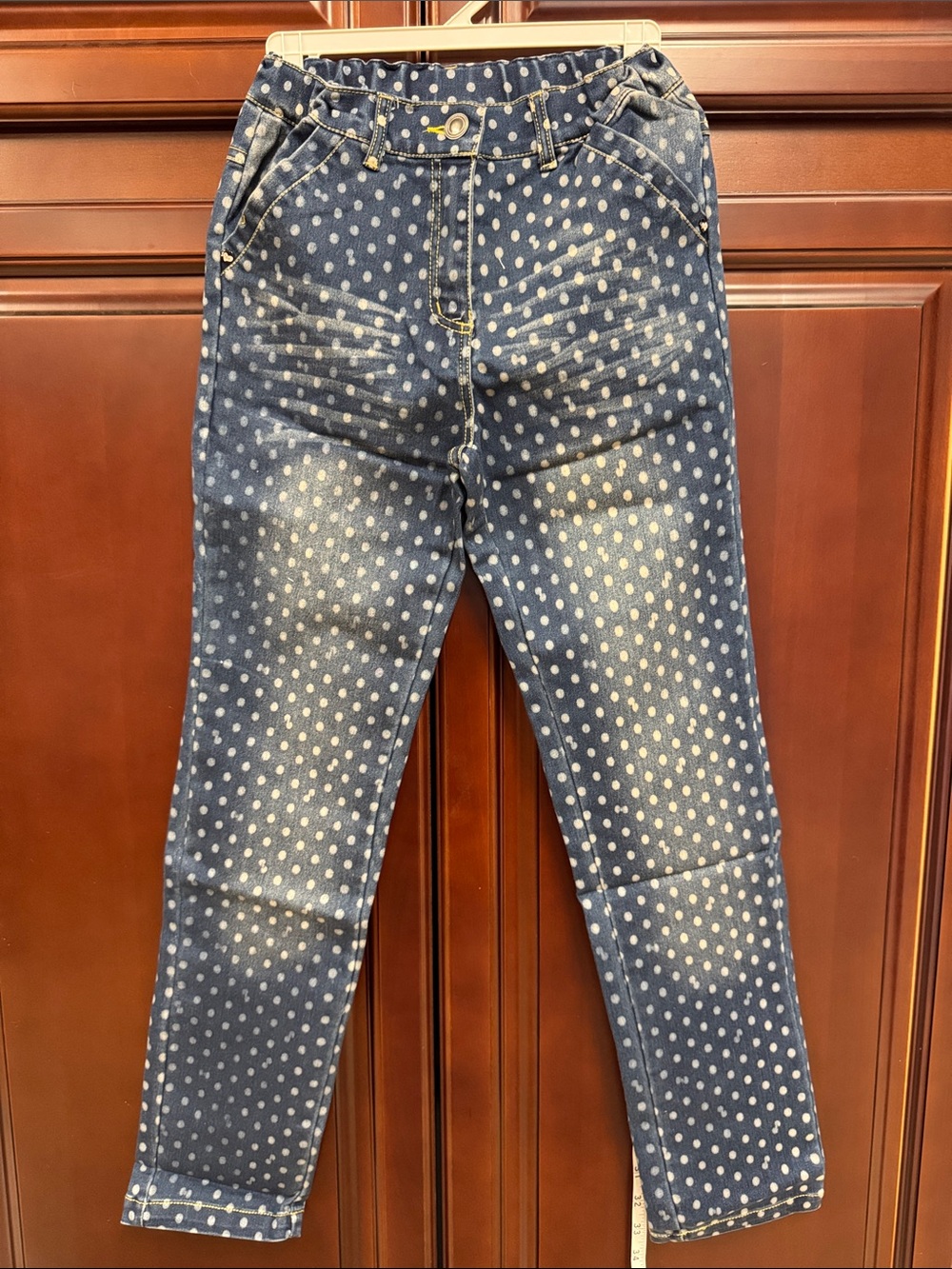 Navy Blue Polka Dot Stretchy Skinny Girls Jeans Daily Casual Party School Formal